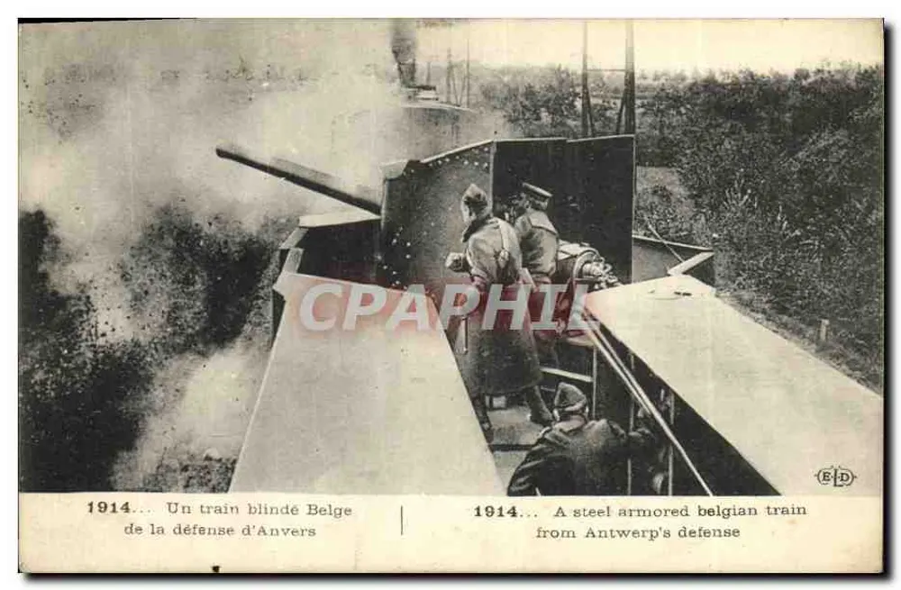 Panzerzug der Belgier — 1914 — Verteidigung von Antwerpen — Verlag E.D. - Vorderseite