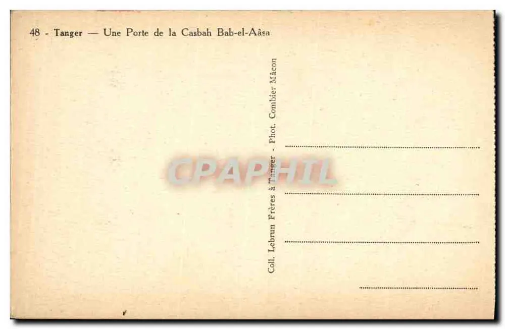 Tanger — Eine Pforte der Kasbah Bab-el-Aâsa — Frères Lebrun, Tanger - Rückseite