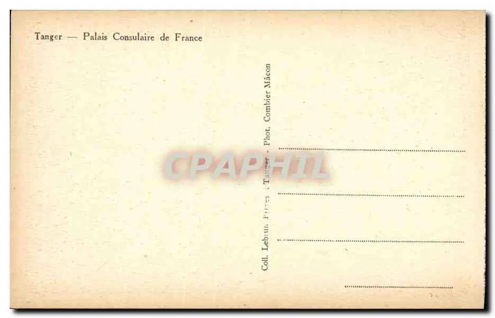 Tanger — Konsularpalast Frankreich — Phot. Combier Mácon - Rückseite