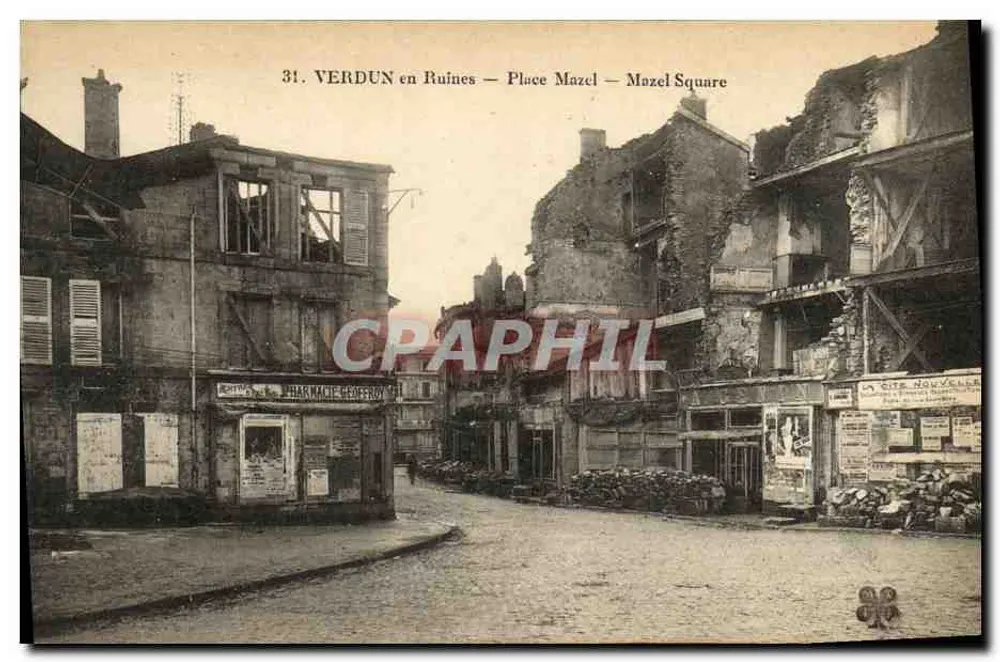 Verdun in Ruinen — Place Mazel — Mazel Square — Verlag SIR NOUVELLE - Vorderseite