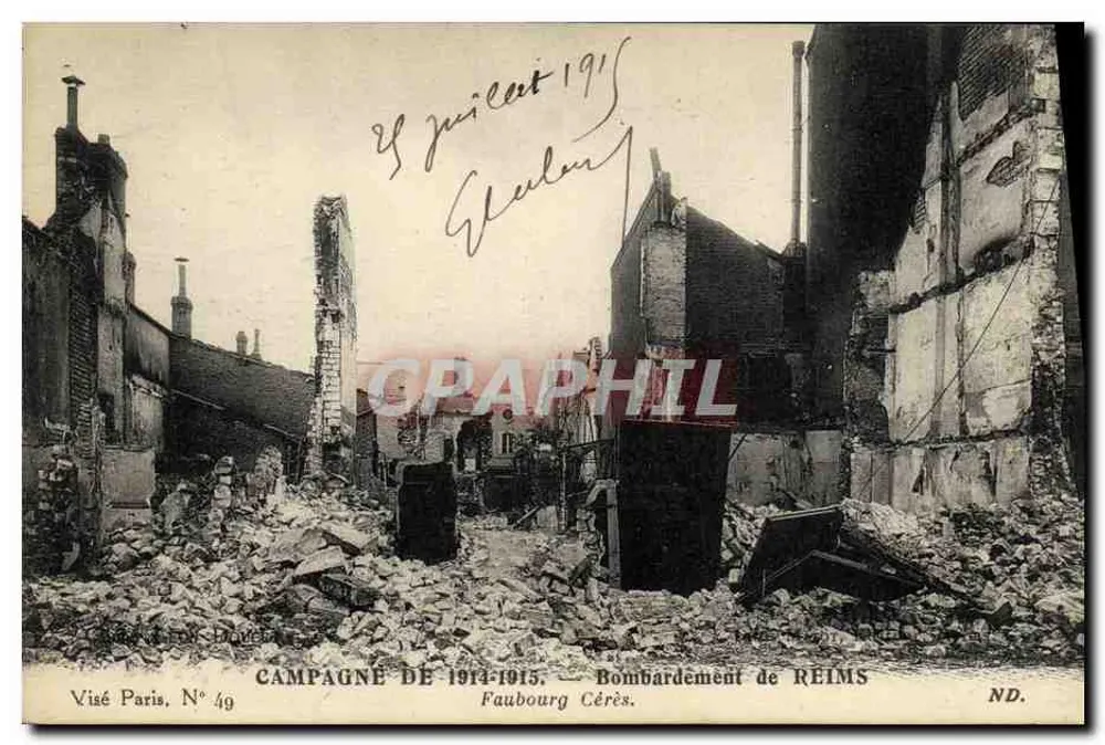 Bombarde ment van Reims — Faubourg Cérès — Visié Parijs, N° 49 - Voorkant