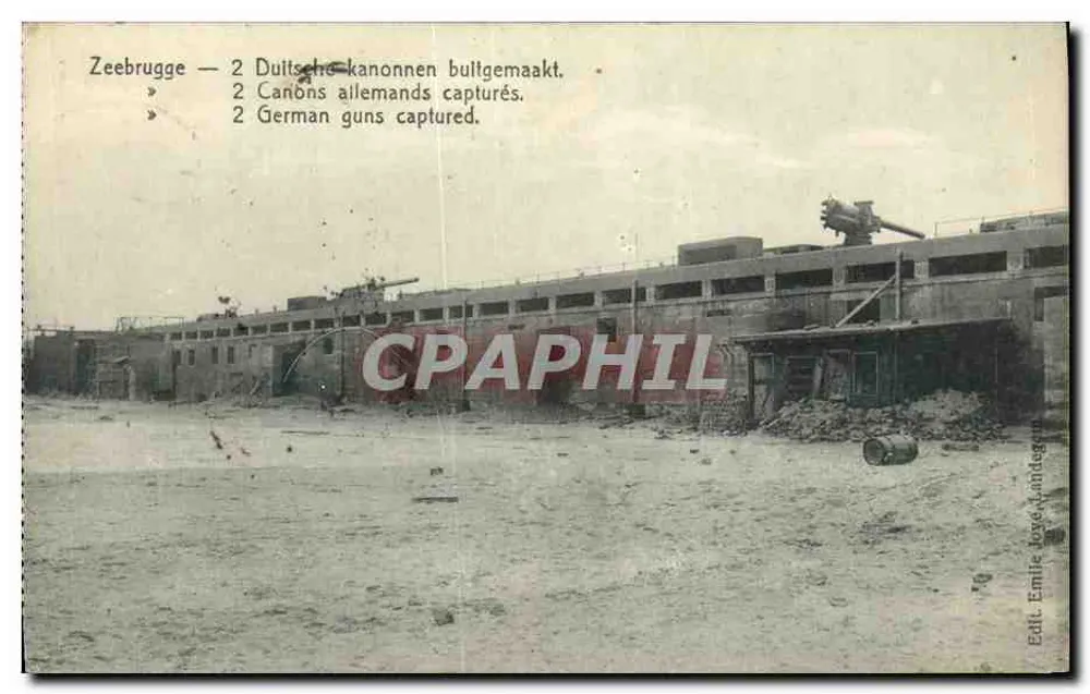 Zeebrugge — 2 Duitsche kanonnen builtgemaakt. — Verleger Emile Bogaert, Antwerpen - Vorderseite
