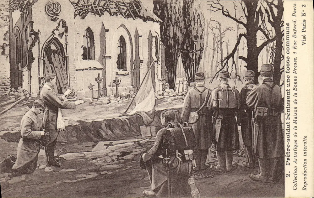Priester-Soldat, der eine Gemeinschaftsgrube segnet — Visé, Paris N° 2 — Visé, Rue Bépard, Paris - Vorderseite