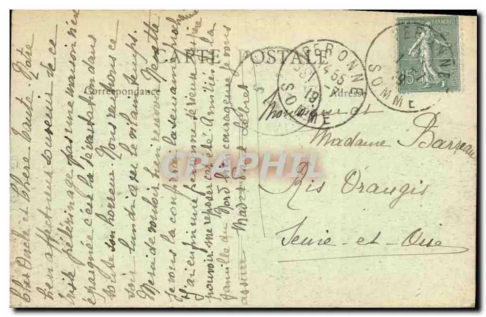 Lesbœufs (Somme) — A Fazenda Choque, a única casa do vilarejo ainda de pé — G. Lelong, 21 Rue St-Martin, Amiens - Verso