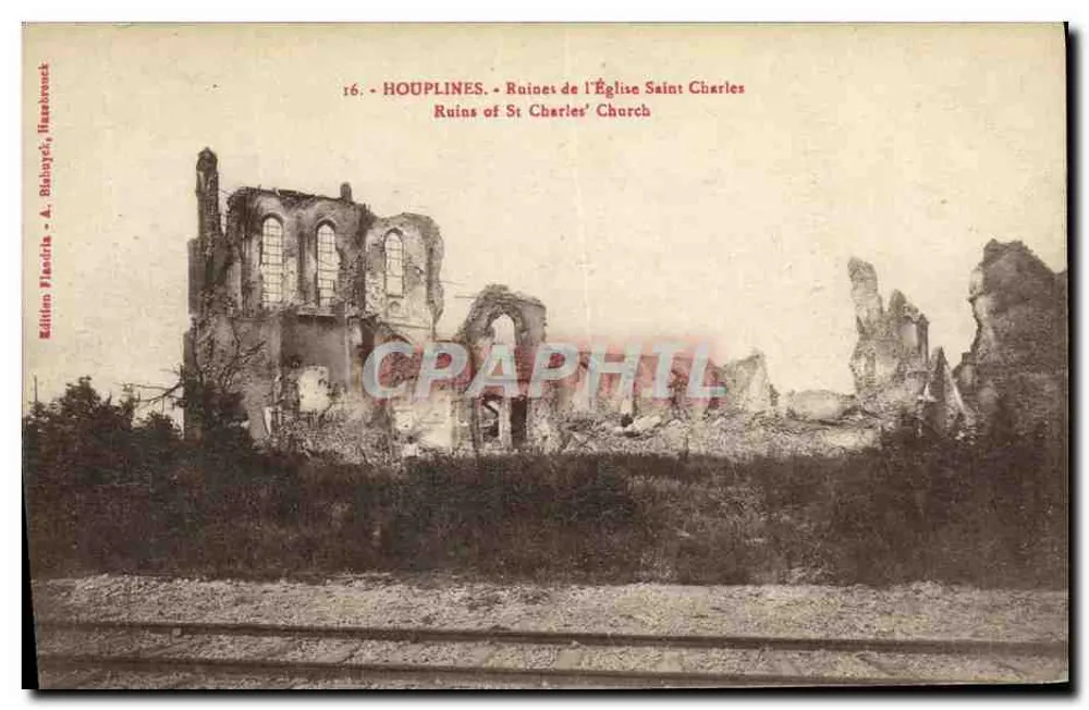 Houplines — Ruinen der Kirche Saint Charles — Edition Flanfira, Hambrouck - Vorderseite