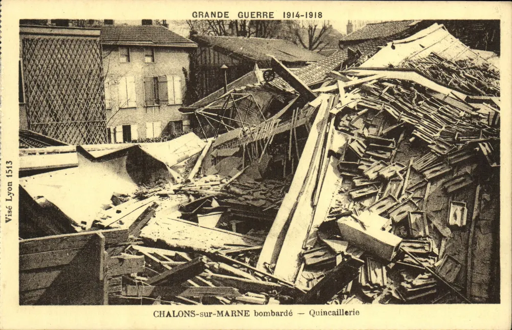 Chalons-sur-Marne bombardiert — Schmiedwarenladen — Visé Lyon 1513 - Vorderseite