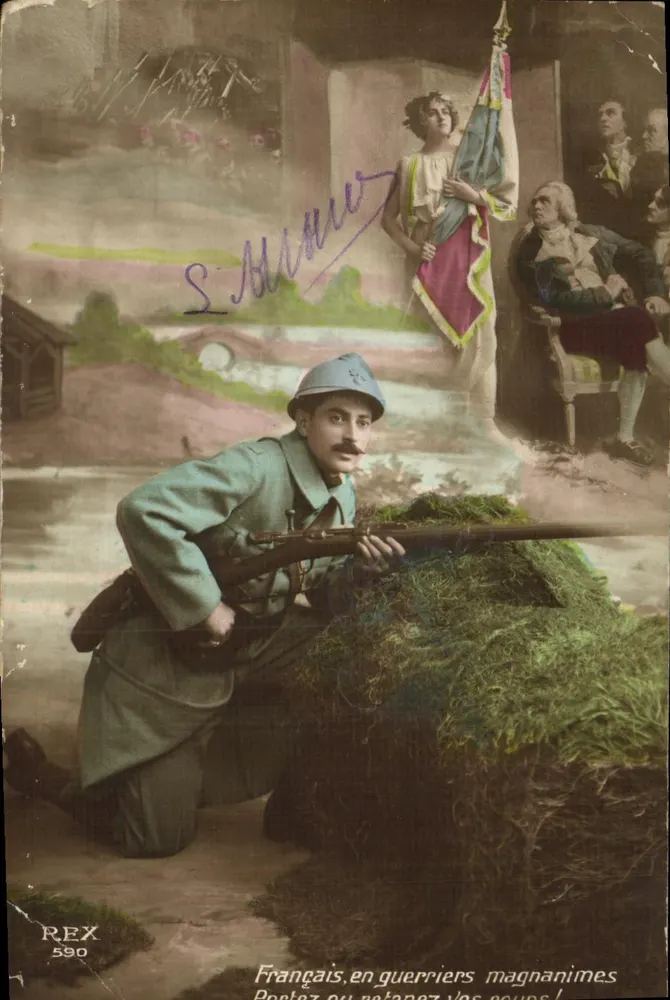 Französischer Soldat im Krieg — REX 590 — Verlag REX - Vorderseite