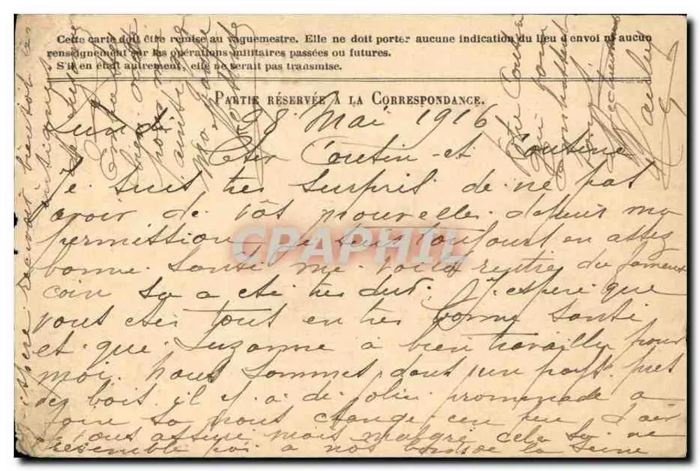 Correspondance des Armées de la République — Carte en franchise — Modèle A² — Imprimé sur la carte - Rückseite
