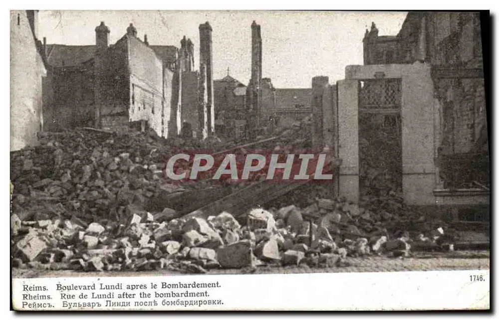 Reims - Boulevard Lundi nach dem Bombenangriff — Patrioticque-Ausgabe, Nr. 1746 - Vorderseite