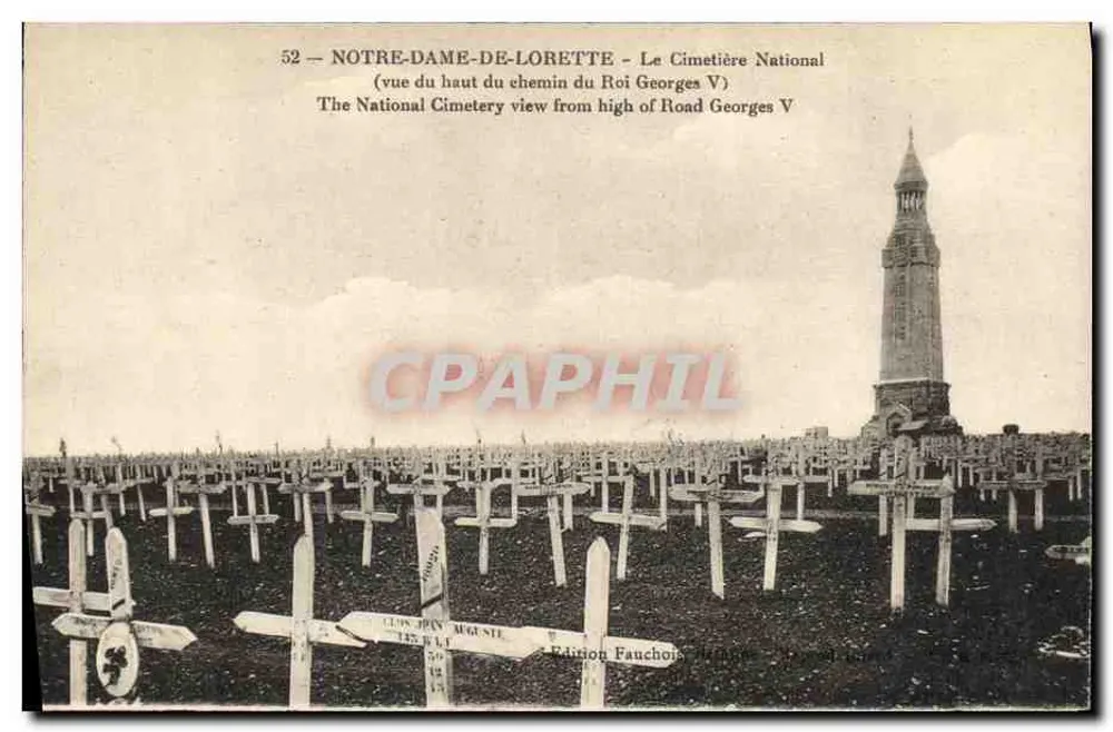 Notre-Dame-de-Lorette — Der Nationale Friedhof — Ansicht von oben am Weg des König George V — Édition Fauchois - Vorderseite