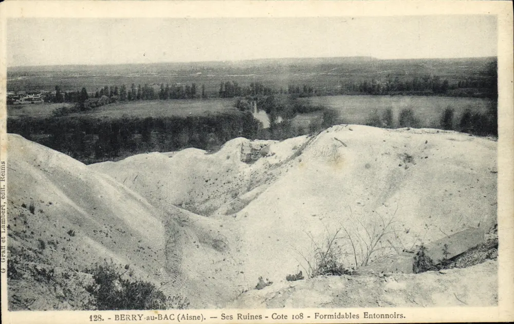 Berry-au-Bac (Aisne) — Seine Ruinen — Cote 108 — Formidable Schluchten — G. Grain et Lamber, pub. Reims - Vorderseite