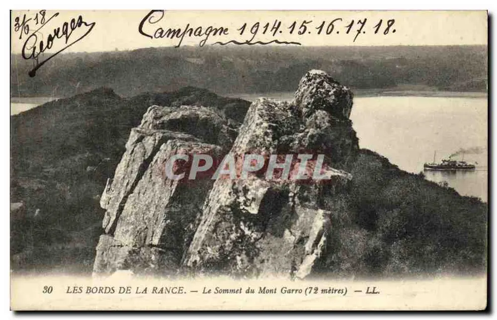 Les Bords de la Rance — Le Sommet du Mont Garro (72 mètres) — LL. — Campagne 1914.15.16.17.18. - Vorderseite