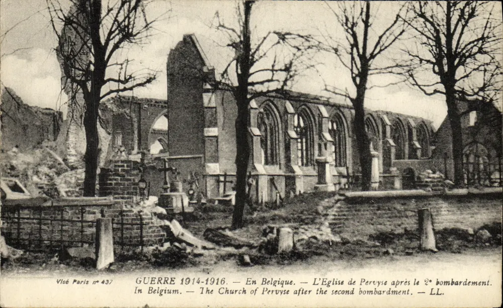 Kirche von Pervyse — Ruinen nach dem 2. Bombardement — Visé Paris n°437 - Vorderseite