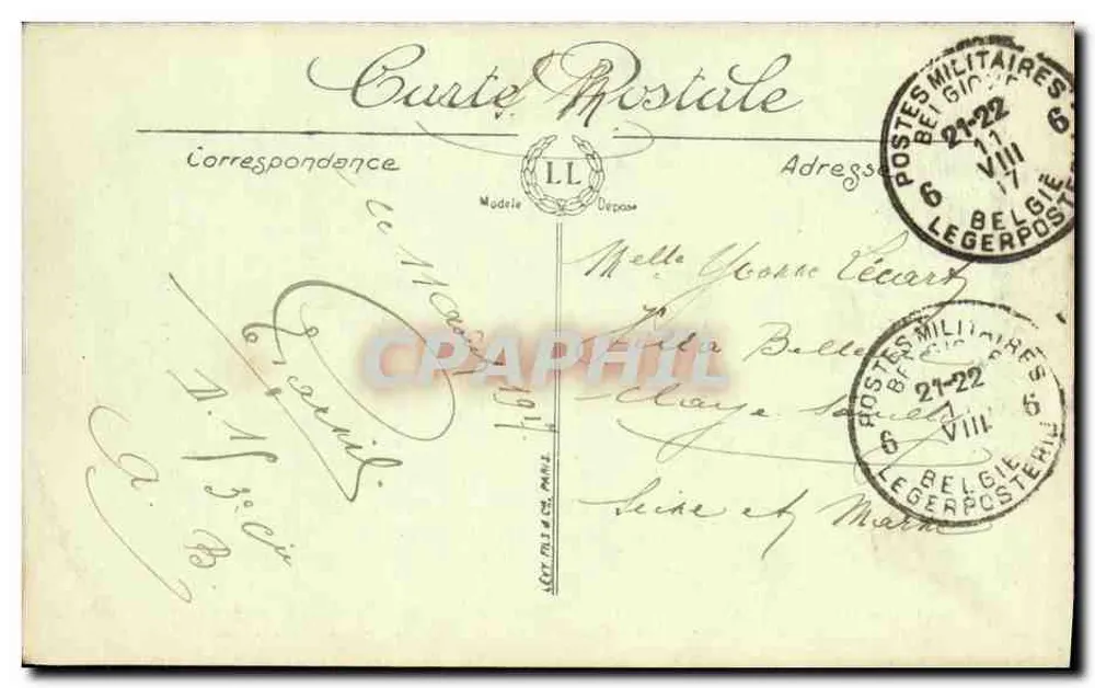 Kirche von Pervyse — Ruinen nach dem 2. Bombardement — Visé Paris n°437 - Rückseite