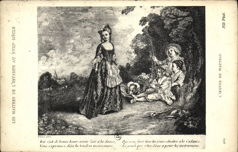 Die Meister der Kupferstiche im 18. Jahrhundert — Das Werk von Watteau — n° 424 - Vorderseite