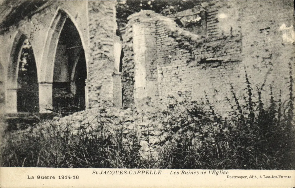 St-JACQUES-CAPPELLE — Die Ruinen der Kirche — Destrooper, Verlag, in Loo-les-Furnes - Vorderseite