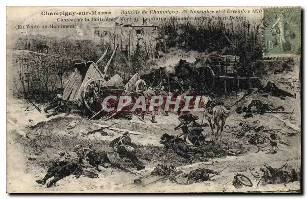 Champigny-sur-Marne — Schlacht bei Champigny, 30. November und 2. Dezember 1870 — Tod des Hauptmanns Adjutantenmajor Forest-Defaune — Verlag nicht sichtbar - Vorderseite