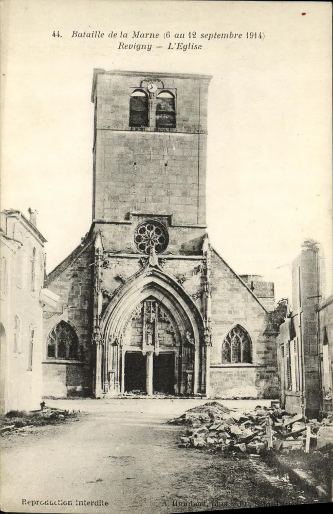 Revigny — Die Kirche — Schlacht bei der Marne (6. bis 12. September 1914) — A. Huardant, lith. & Ph. Saint-Pierre - Vorderseite