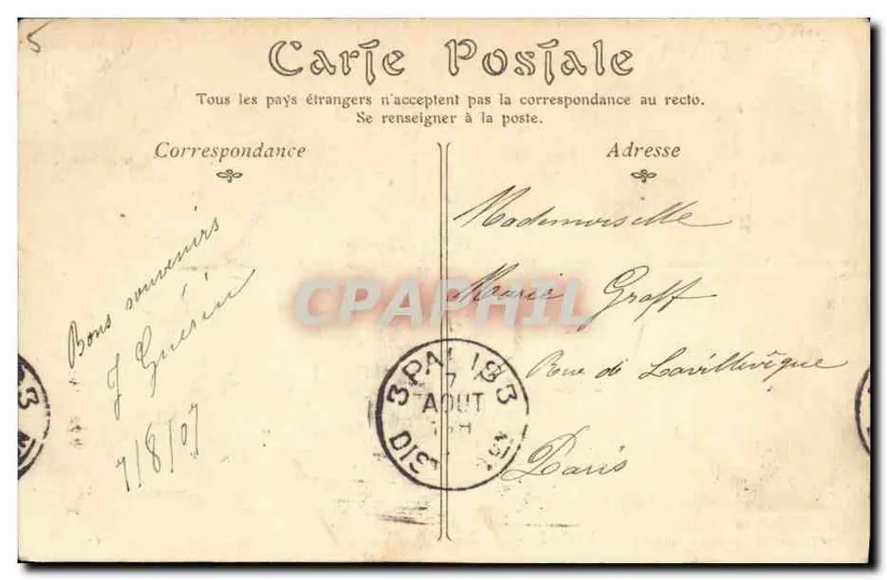 Bagnoles-de-l'Orne — A Fonte das Pássaros — editor desconhecido, n° 179 - Verso