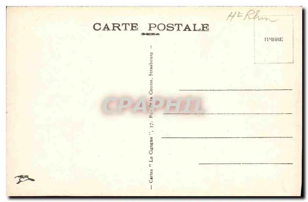 Mulhouse — Das Postamt und der Neue Bassin — Verlag: Karten 'La Cigogne', Straßburg - Rückseite