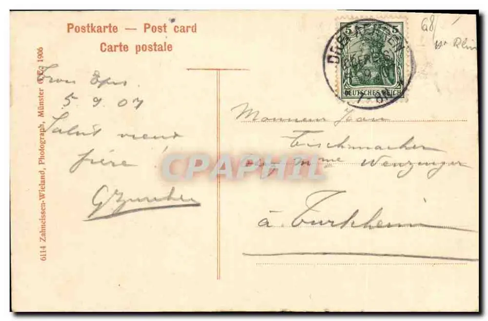Drei-Aehren — Três-Épis — Zahneisen-Wiedland, Münster - Verso