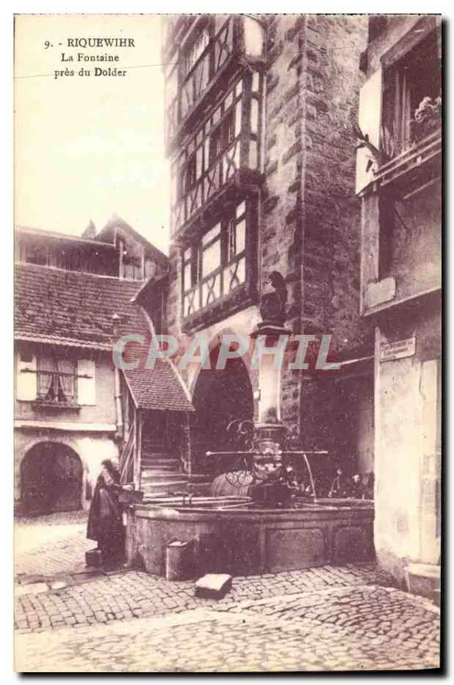 Riquewihr — Die Fontäne am Dolder — Verleger Bergeret, Straßburg - Vorderseite