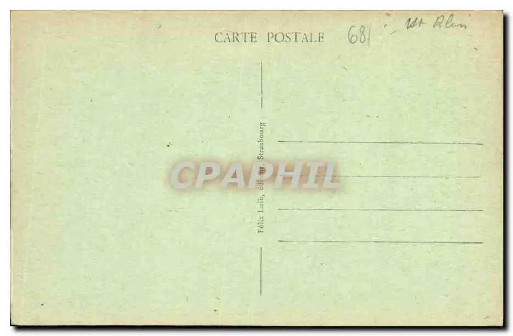 Colmar - Monumento do Geral Rapp — editor Félix Laub, Strasbourg, n° 68 - Verso