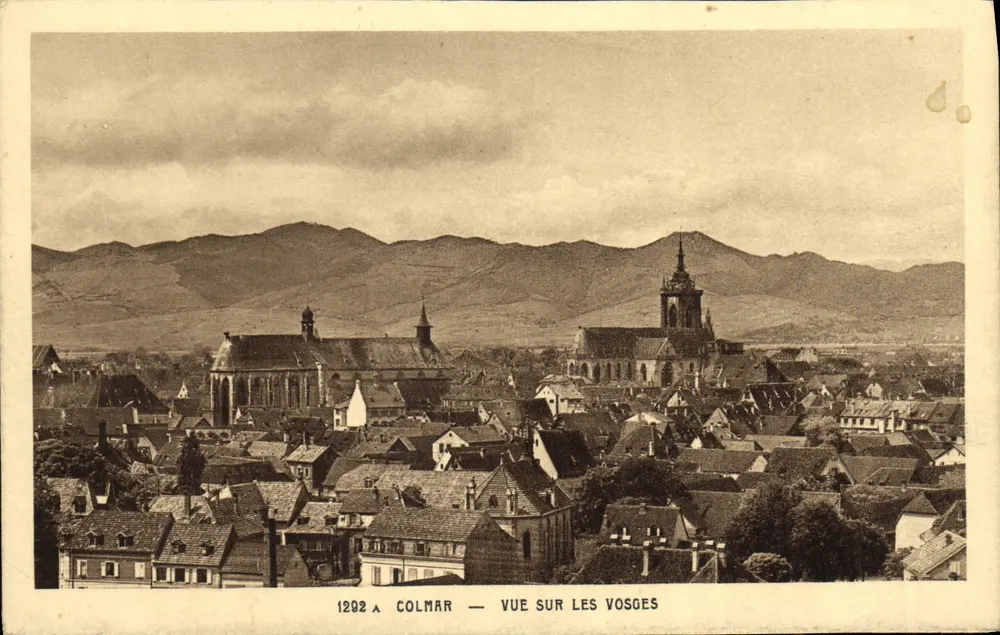 Colmar — Widok na Vosgi — Karty « La Cigogne » - Awers