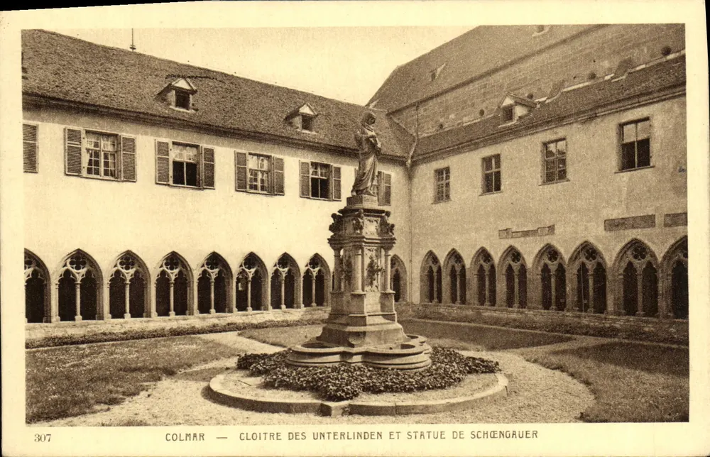 Colmar — Mosteiro das Unterlinden e estátua de Schengauer - Frente