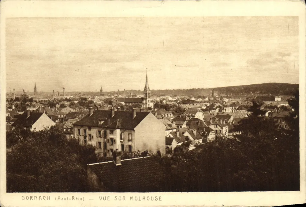 Dornach (Haut-Rhin) — Vue sur Mulhouse — éditeur BRAUN & Cie, Imp. Dornach - Frente