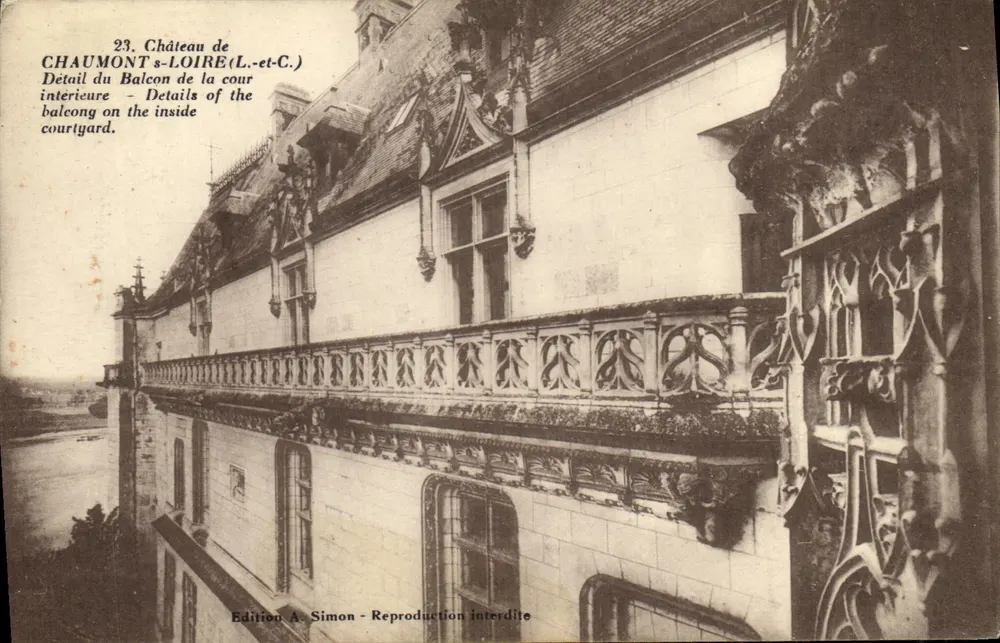 Schloss Chaumont-sur-Loire — Detail des Balcons der inneren Hofanlage — Ausgabe A. Simon - Vorderseite