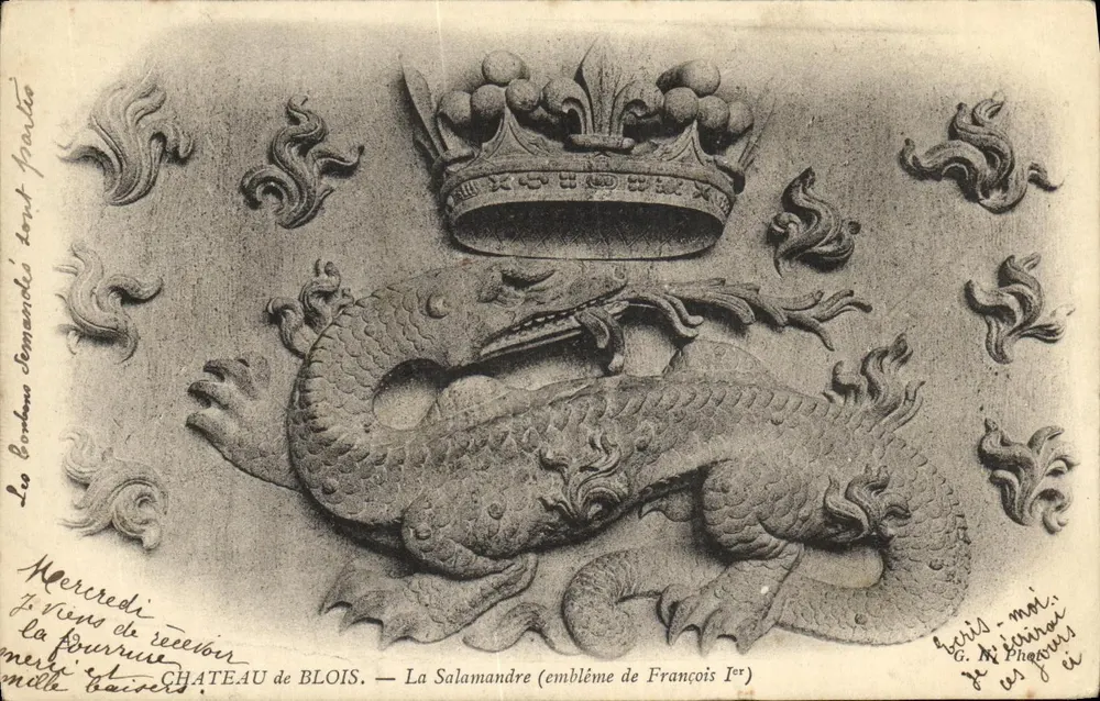 Schloss Blois — La Salamandre (Wappen von François I.) - Vorderseite
