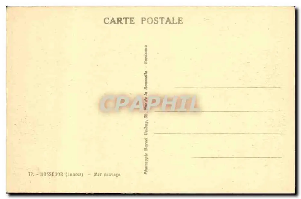 Hossegor (Landes) — Mar selvagem — Photocopie Marcel Dabong, 30, Rue de la Ronsaella, Bordeaux - Verso