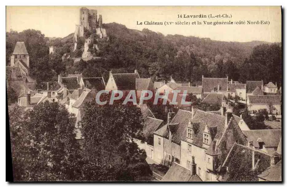 Lavardin (Loire-et-Cher) — El Castillo (siglo XV) y la Vista General (lado Nordeste) - Anverso