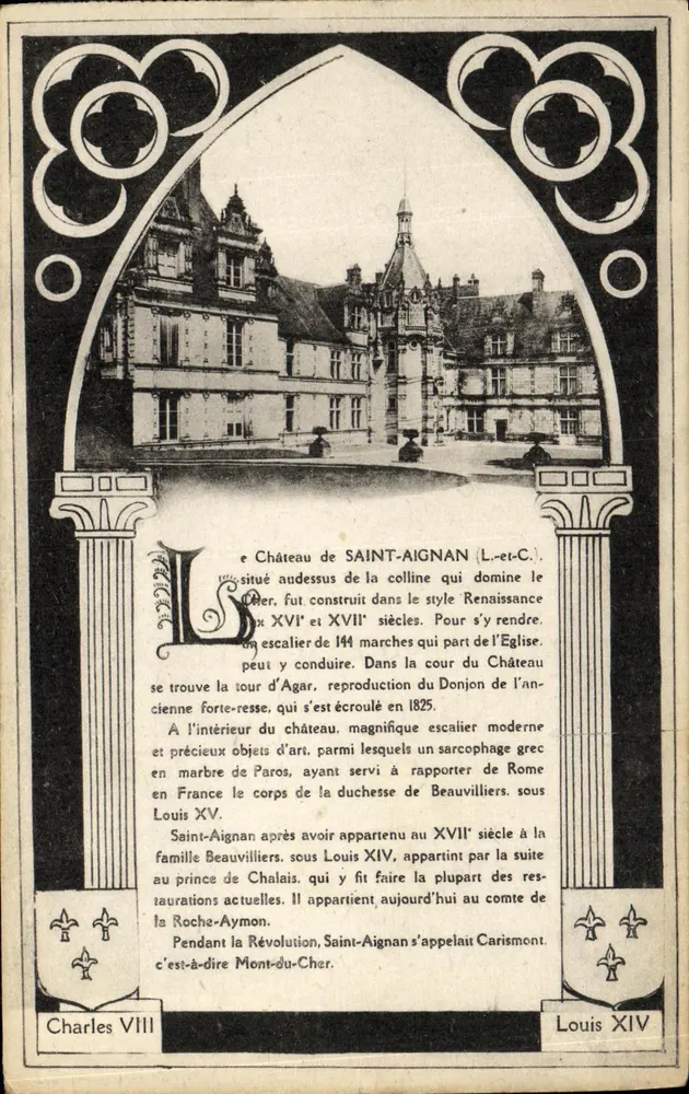 Castelo de Saint-Aignan (Loir-et-Cher) — vista arquitetônica emoldurada — A. Papeghin, Tours, n°41 - Frente