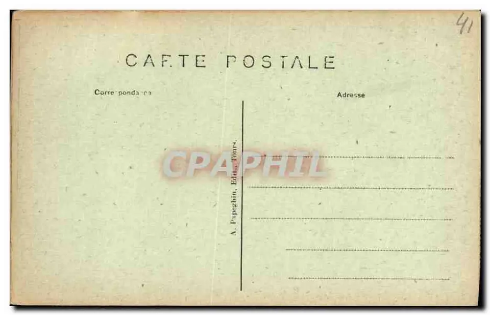 Castelo de Saint-Aignan (Loir-et-Cher) — vista arquitetônica emoldurada — A. Papeghin, Tours, n°41 - Verso