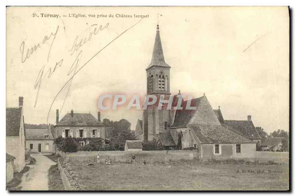 Ternay — Ansicht der Kirche vom Schloss Jacquet — A. Le Bas, phot. Montargis - Vorderseite
