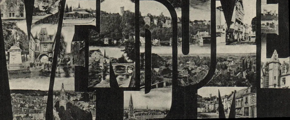 Mende — vista panorâmica com a palavra 'MENDE' em letras estilizadas — editor não identificado - Frente
