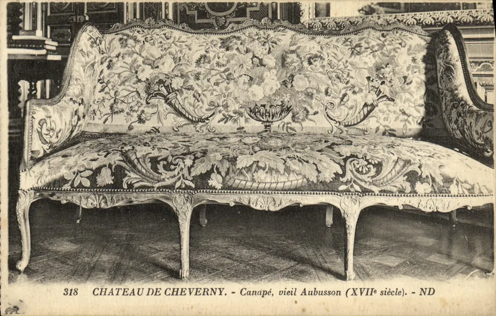 Château de Cheverny — 17. Jahrhundert Aubusson-Teppichsofa - Vorderseite