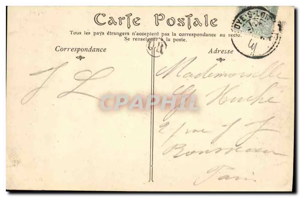 Castelo de CHAMBORD — Lado leste — Editor não identificado, n° 50 - Verso