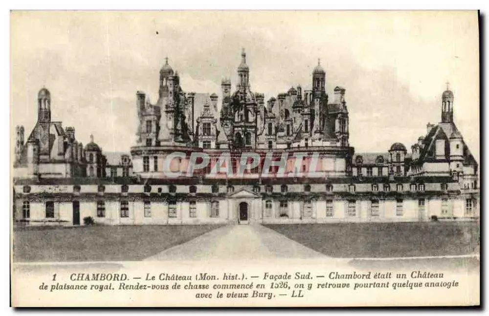 Chambord — O Castelo (Mon. hist.) — Facha Sul — LL - Frente