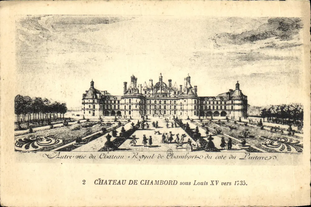 Schloss Chambord — Blick von der anderen Seite des Parterres unter Ludwig XV um 1735 — Ausgabe Nr. 2 - Vorderseite