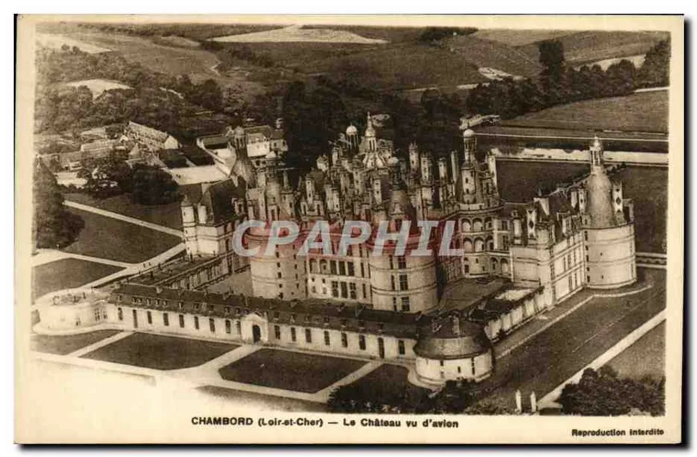 Chambord (Loir-et-Cher) — O Castelo visto de avião - Frente