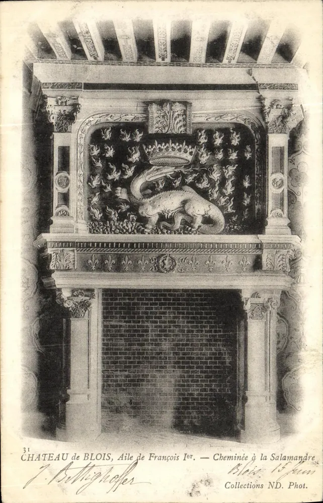 Château de Blois, Flügel von François I — Salamander-Kamin — Collections ND. Phot. - Vorderseite