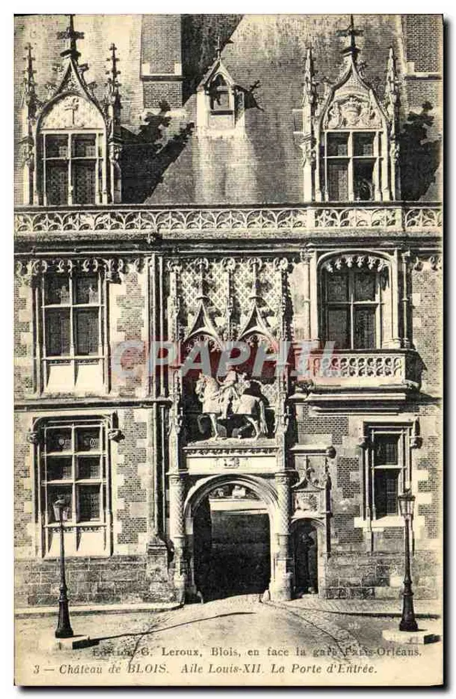 Schloss Blois — Flügel Louis XII, Die Eingangstür — Edition G. Leroux, Blois - Vorderseite