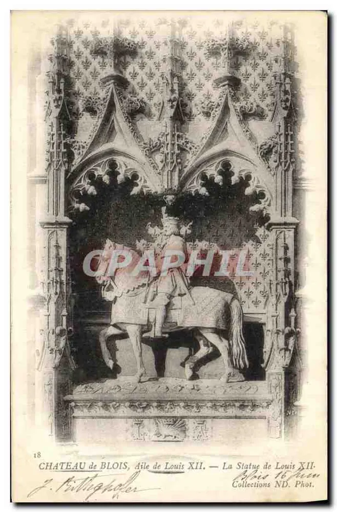Schloss Blois, Flügel von Ludwig XII — Die Statue von Ludwig XII — J. Bittighoffer Fot. - Vorderseite