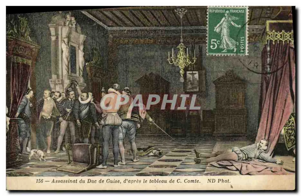Assassinato do Duque de Guise — segundo o quadro de C. Comte — ND Fot. n°158 - Frente