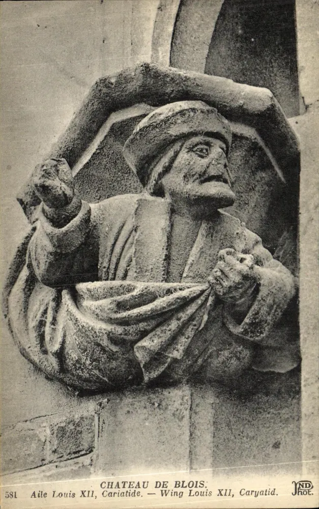 Schloss Blois — Flügel Louis XII, Karyatide — JND Phot. - Vorderseite