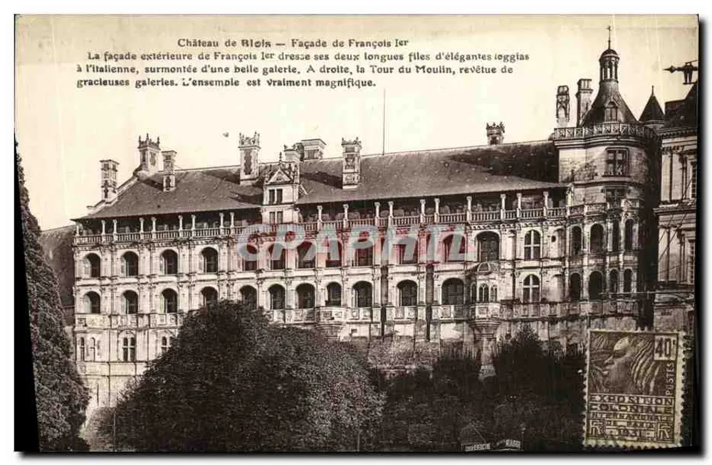 Schloss Blois — Fassade von François Ier — Verlag Lefortmand, Orléans - Vorderseite