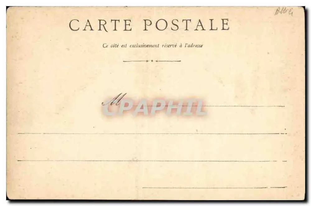 Moulin, a Praça d'Allier — coluna monumental e catedral — editor desconhecido, número de série não visível - Verso